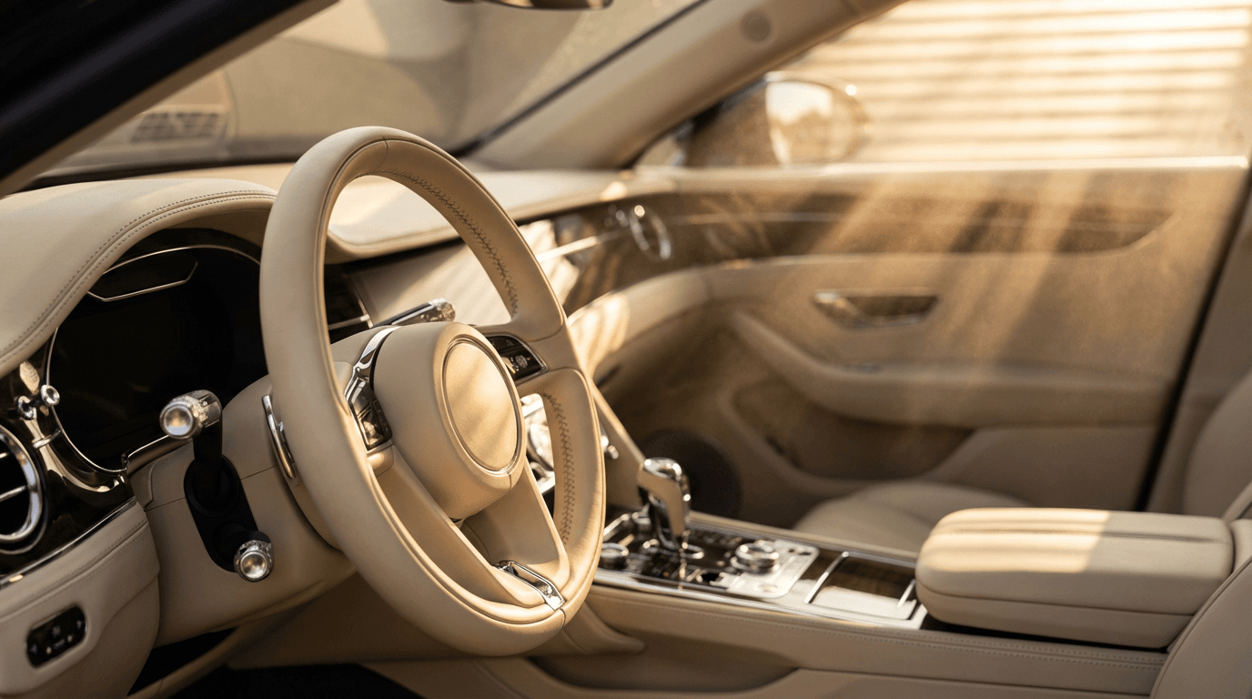 Close-up of detailed car interior